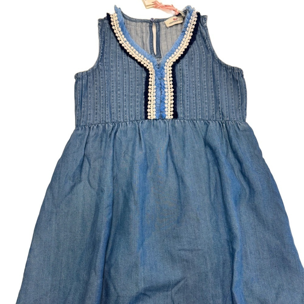 Vineyard Vines Girls Denim Chambray Pintuck Dress Size XS MSRP $89 NWT